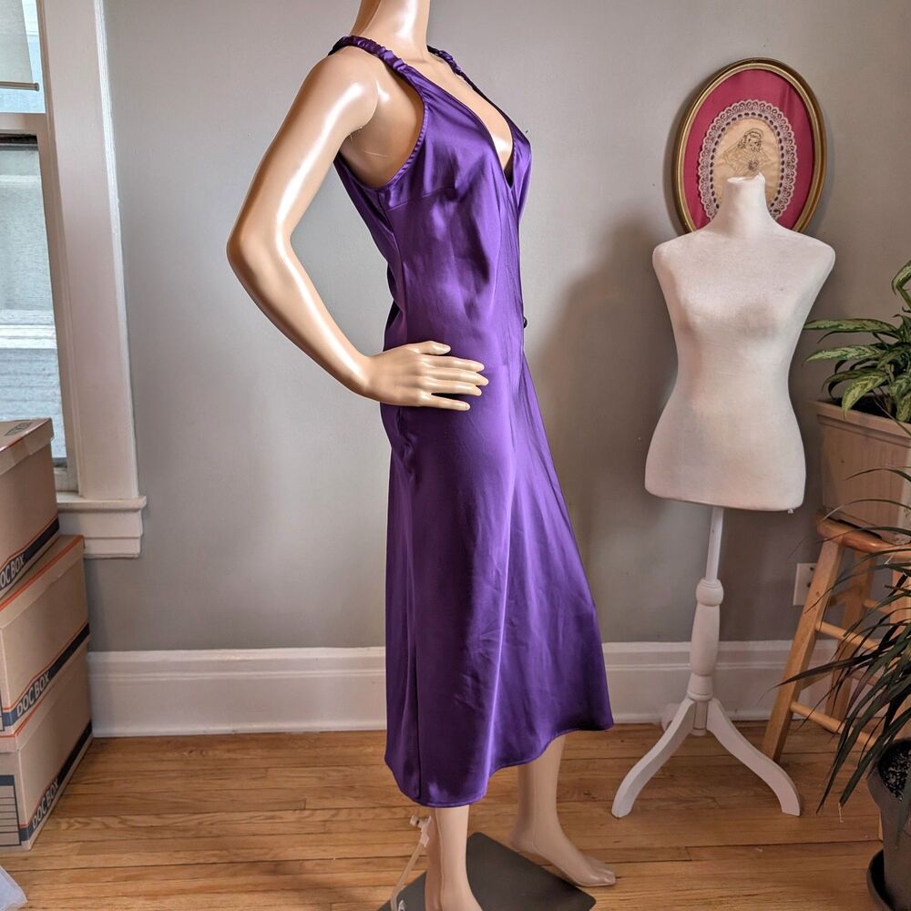 Target Future Collective Alani Noelle Satin Midi Slip Dress Purple Low Back - Picture 2 of 12